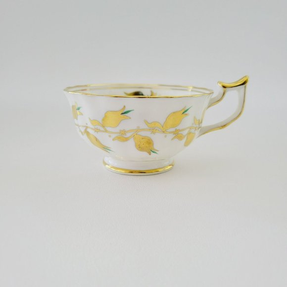 Royal Chelsea Golden Jade Teacup & Saucer, Gold Vines & Flowers, Royalcore Glam - Picture 3 of 16